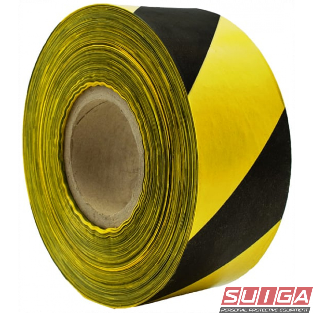 Safety *Non adhesive! Warning 20 Metres Hazard Black & Yellow barrier tape 